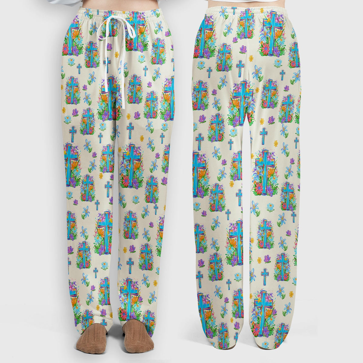 Christian Floral Cross Spring Nurse Scrub Set