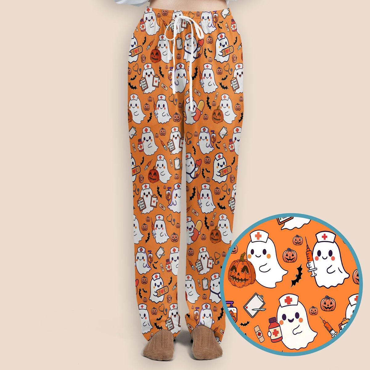 Pumpkin Ghost Nurse Scrub Set - Halloween Gift