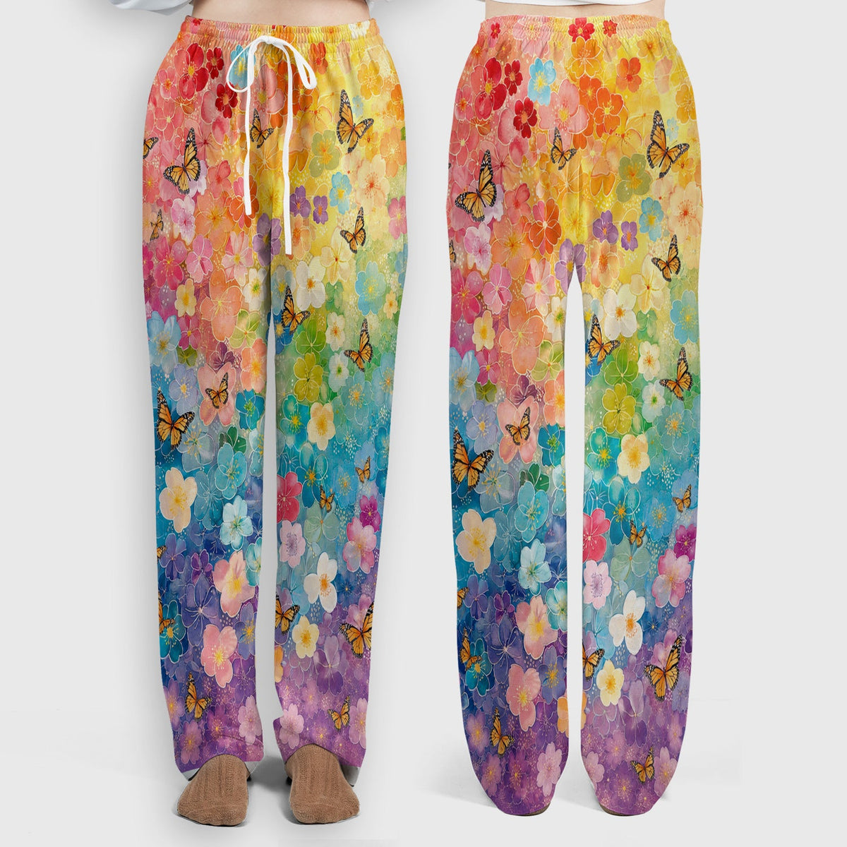 Rainbow Butterfly Floral Blossom Nurse Scrub Set