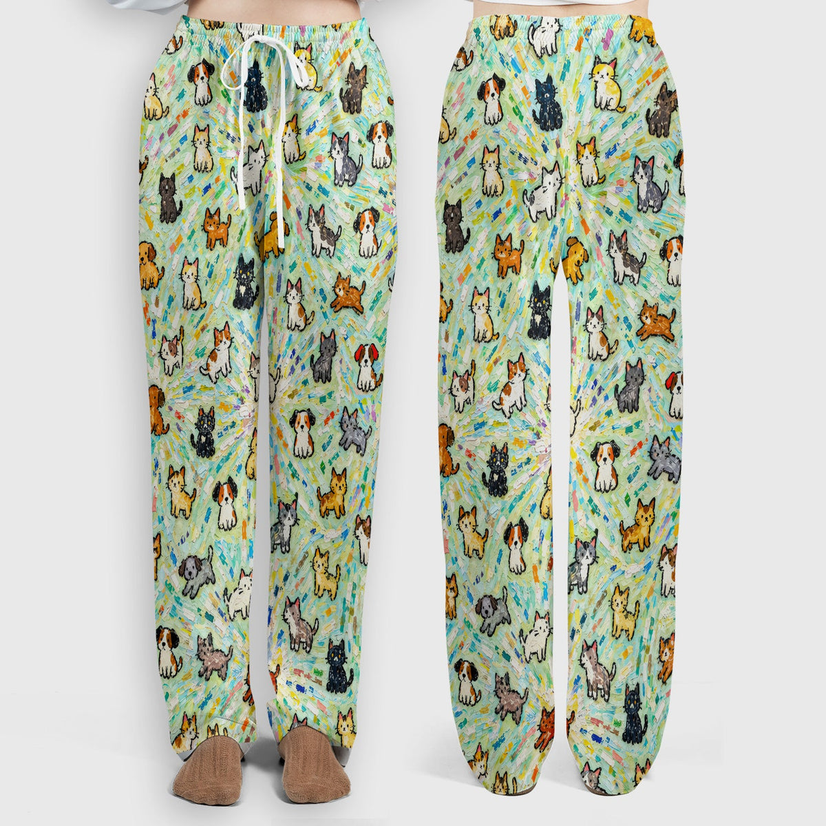 Colorful Cats Dogs Doodle Nurse Scrub Set