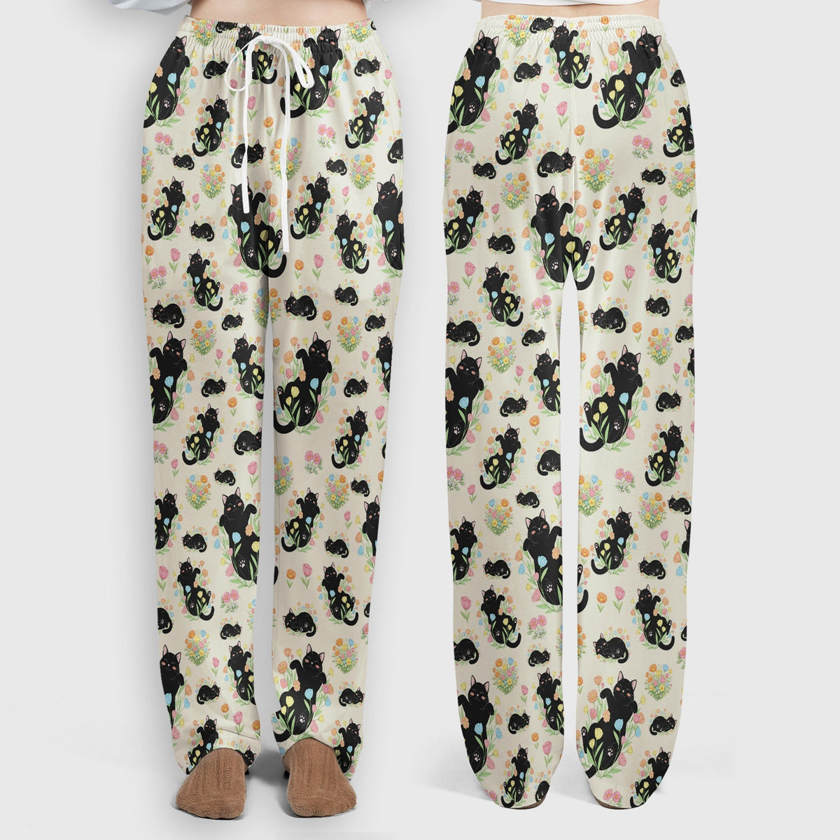 Cats Cute Poses Floral Nurse Scrub Set