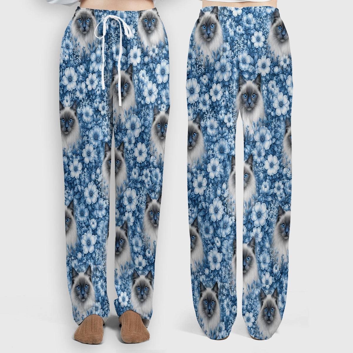 Blue Floral Ragdoll Cat Nurse Scrub Set