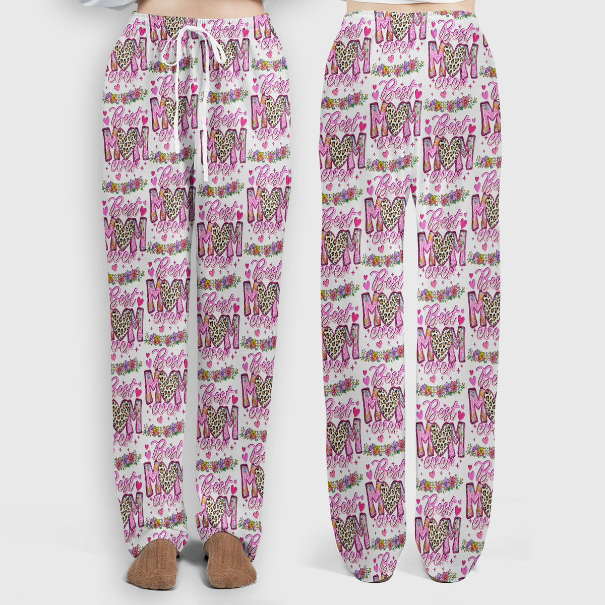 Best Mom Ever Leopard Heart Nurse Scrub Set