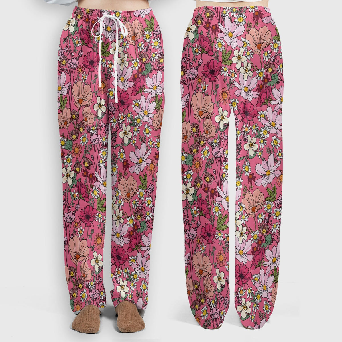 Pink Daisy Wildflower Nurse Scrub Set