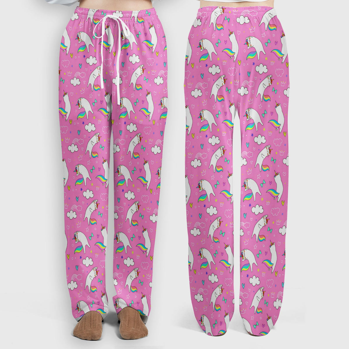Unicorn Cat Rainbow Tail Clouds Nurse Scrub Set