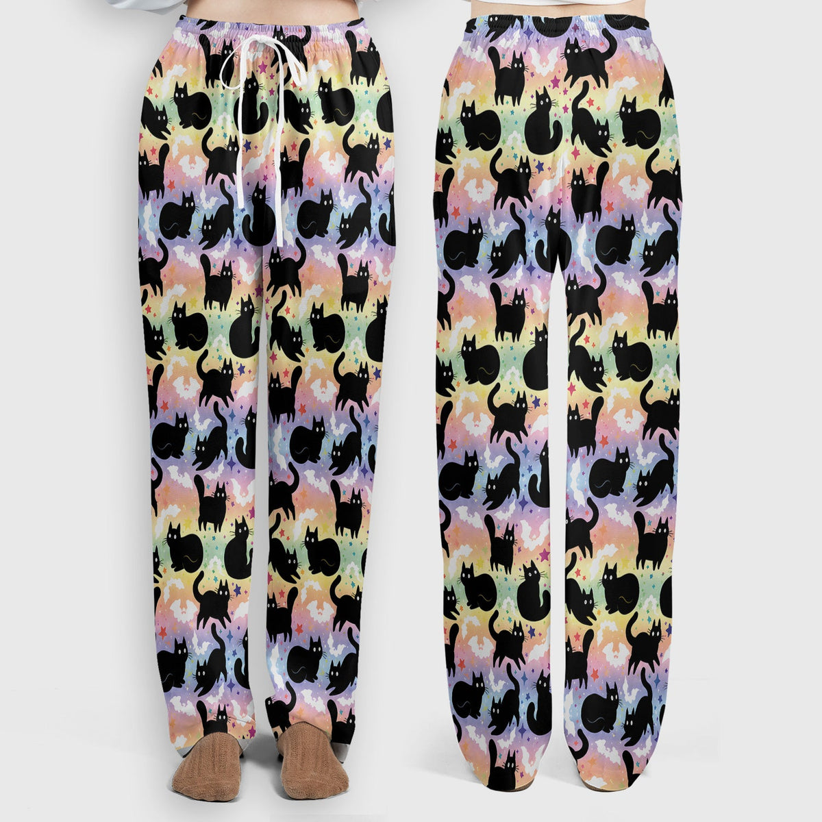 Pastel Star Black Cat Nurse Scrub Set