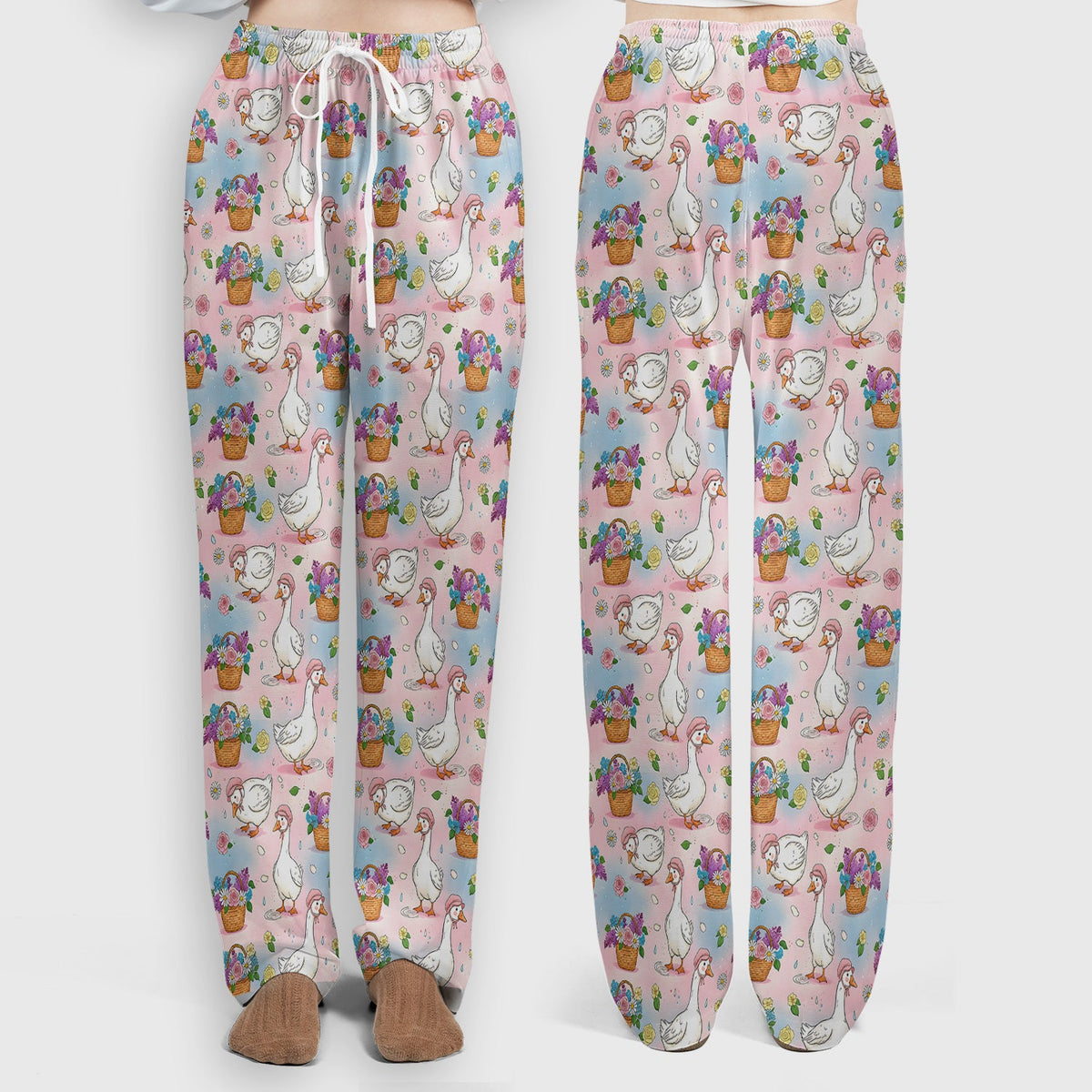 Spring Goose Flower Basket Nurse Scrub Set
