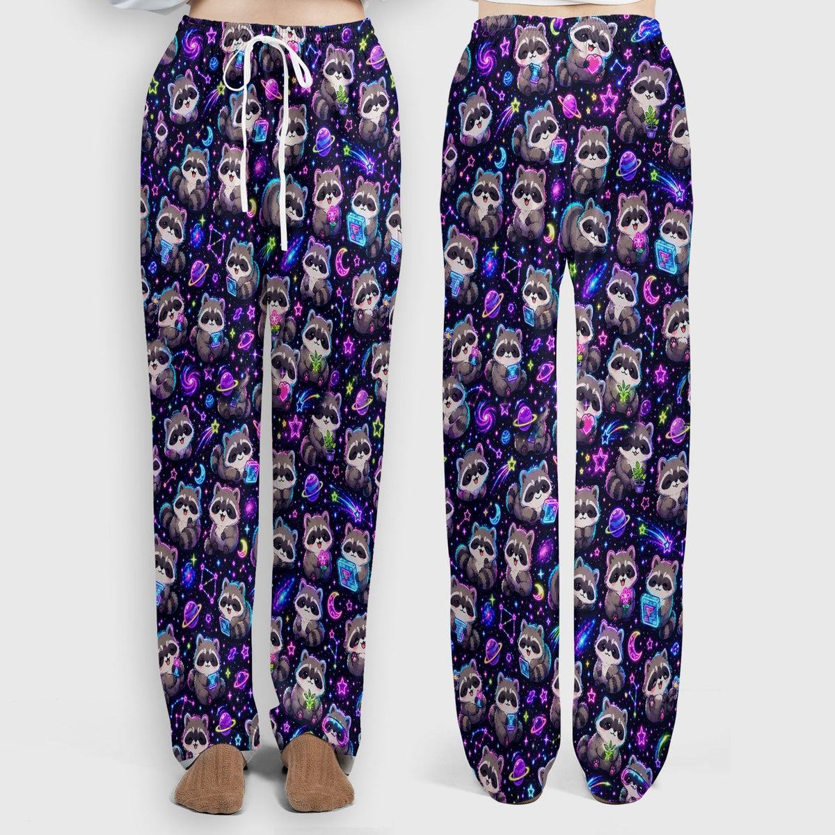 Neon Galaxy Raccoon Space Nurse Scrub Set