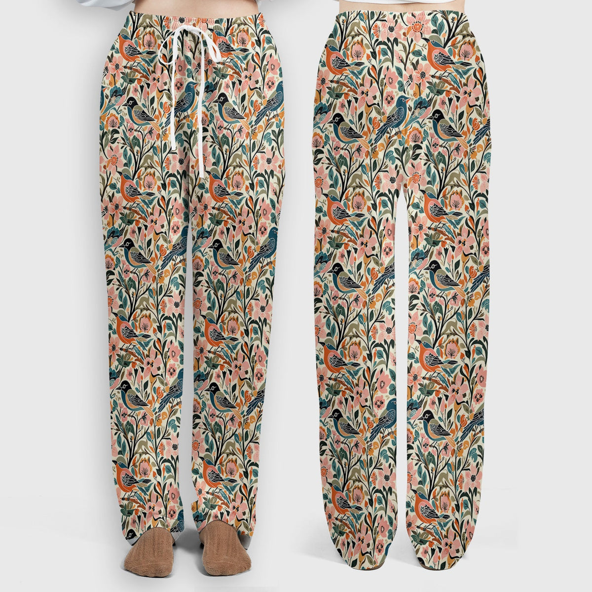Folk Art Songbird Floral Nurse Scrub Set