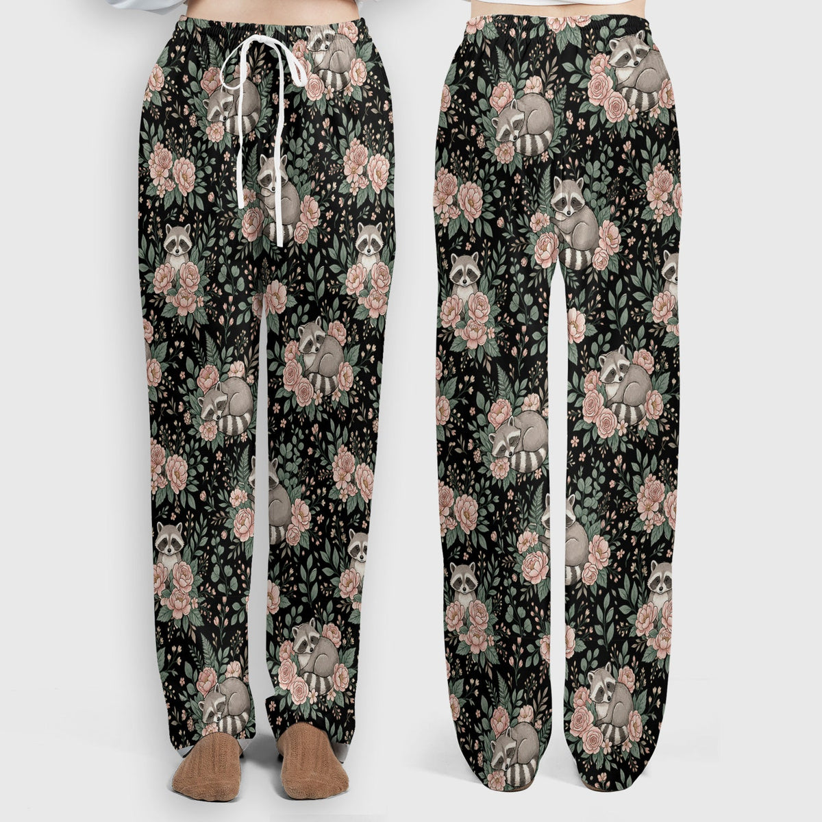 Sleeping Raccoon Rose Garden Nurse Scrub Set