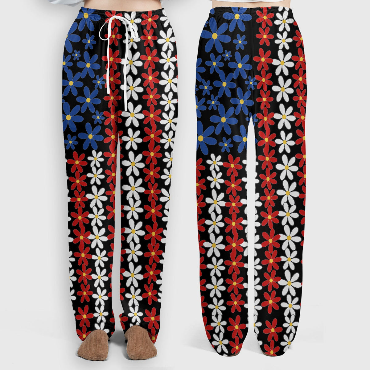 Retro Red Blue Daisy Nurse Scrub Set
