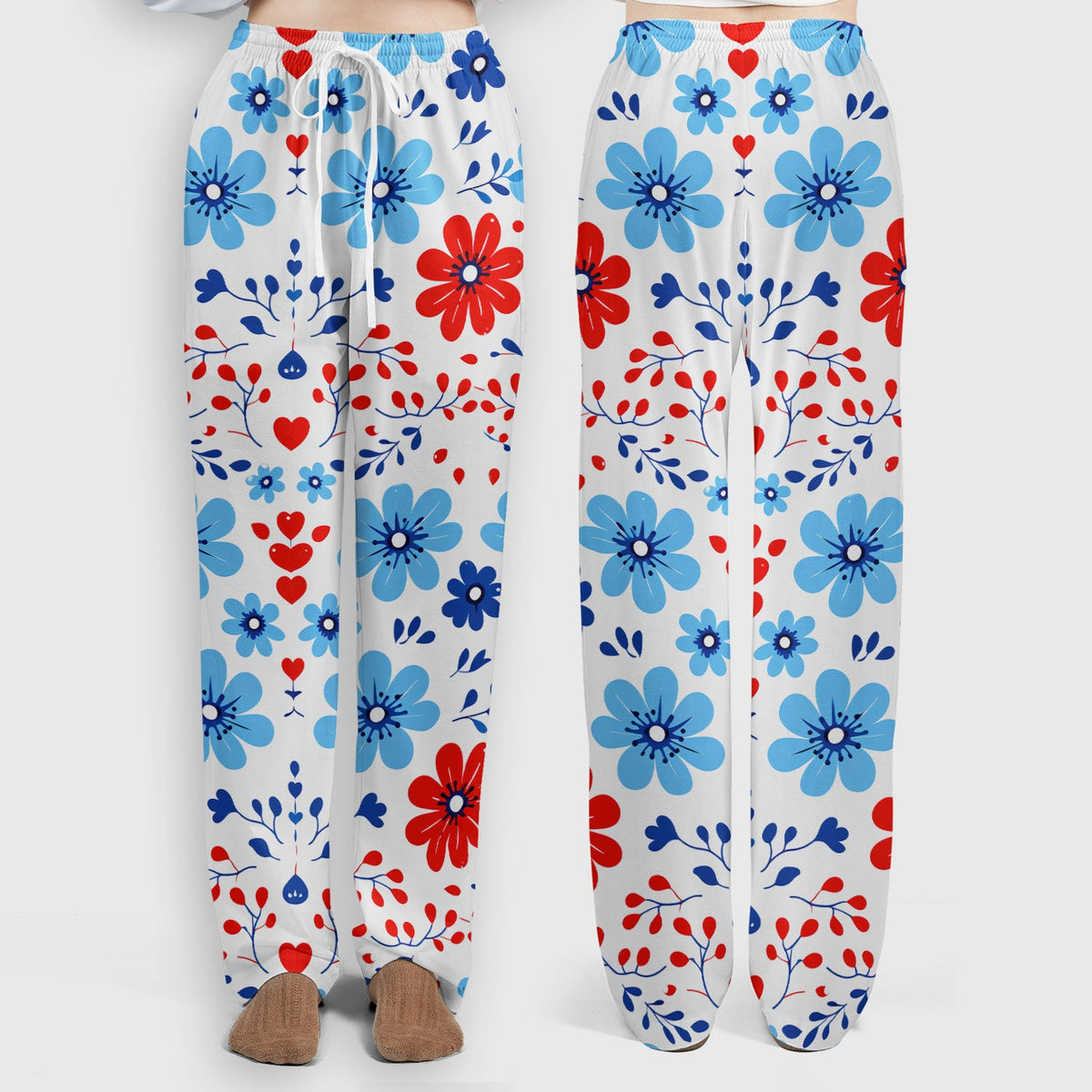 Symmetrical Folk Floral Heart Nurse Scrub Set