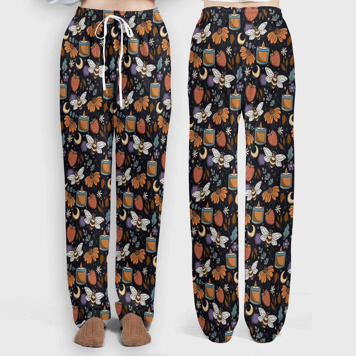 Bee Strawberry Floral Candle Nurse Scrub Set