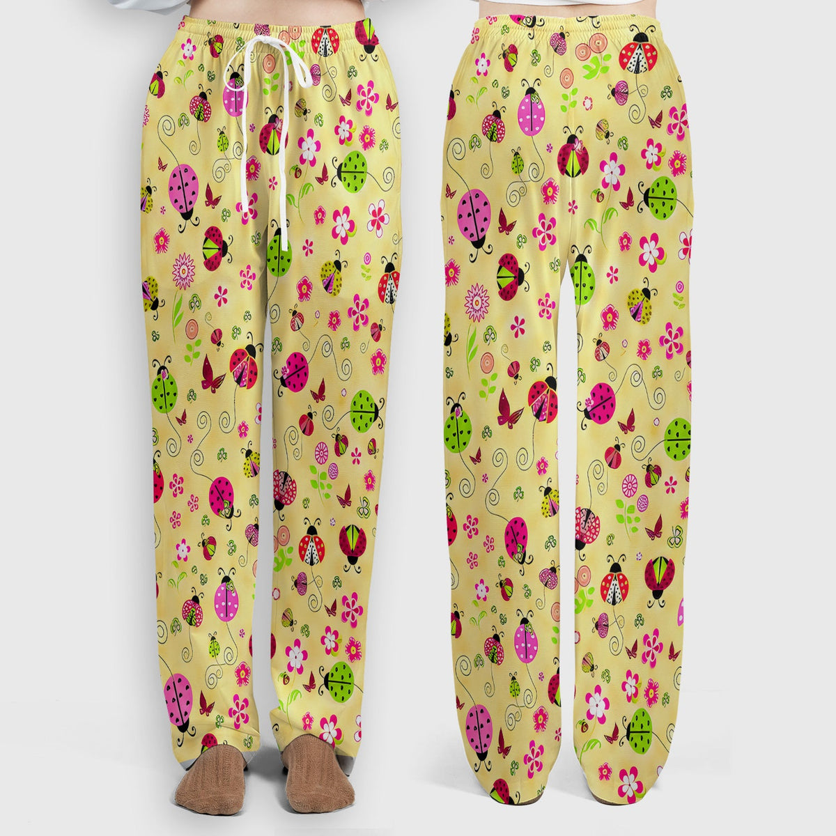 Yellow Ladybug Floral Garden Nurse Scrub Set