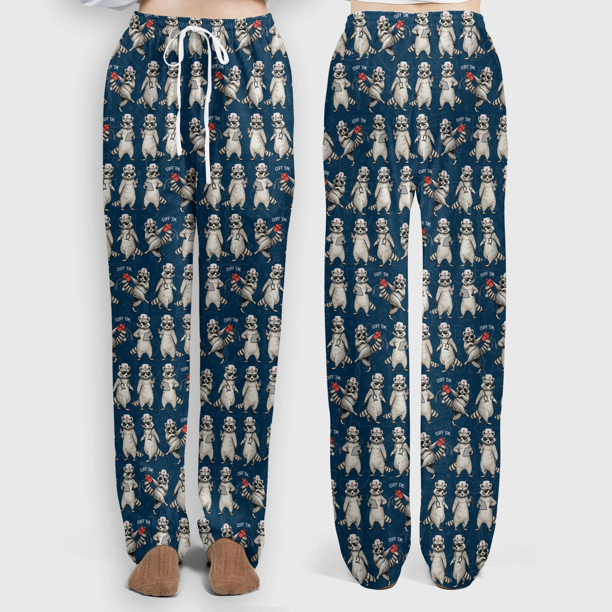 Raccoon Pattern Nurse Scrub Set