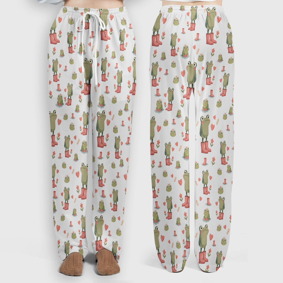 Adorable Frog Boots Heart Nurse Scrub Set