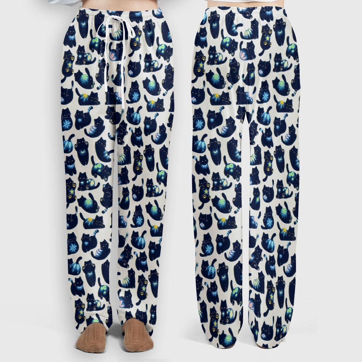 Midnight Black Cat Nurse Scrub Set