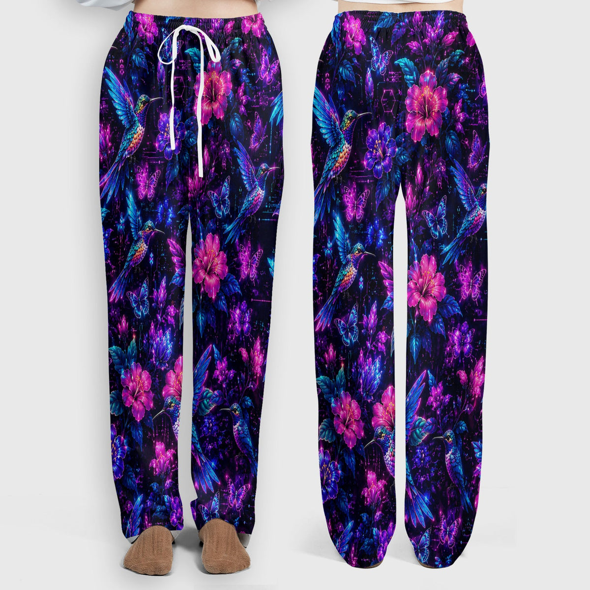 Neon Hummingbird Butterfly Bloom Nurse Scrub Set