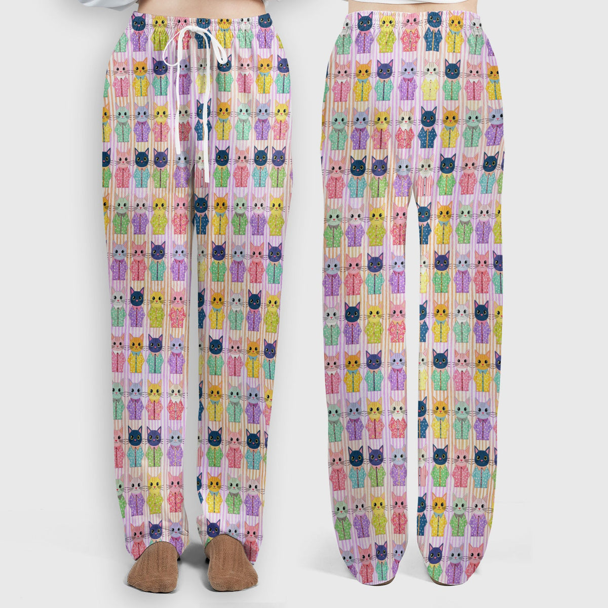 Cat Pajama Print Nurse Scrub Set