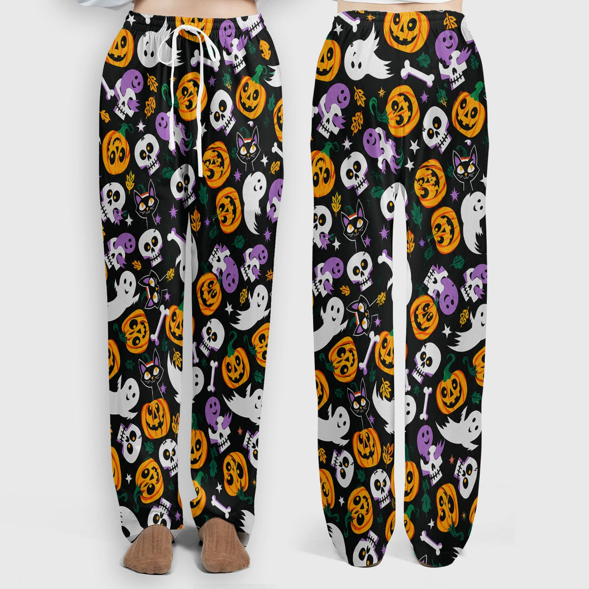 Spooky Pumpkin Ghost Print Nurse Scrub Set