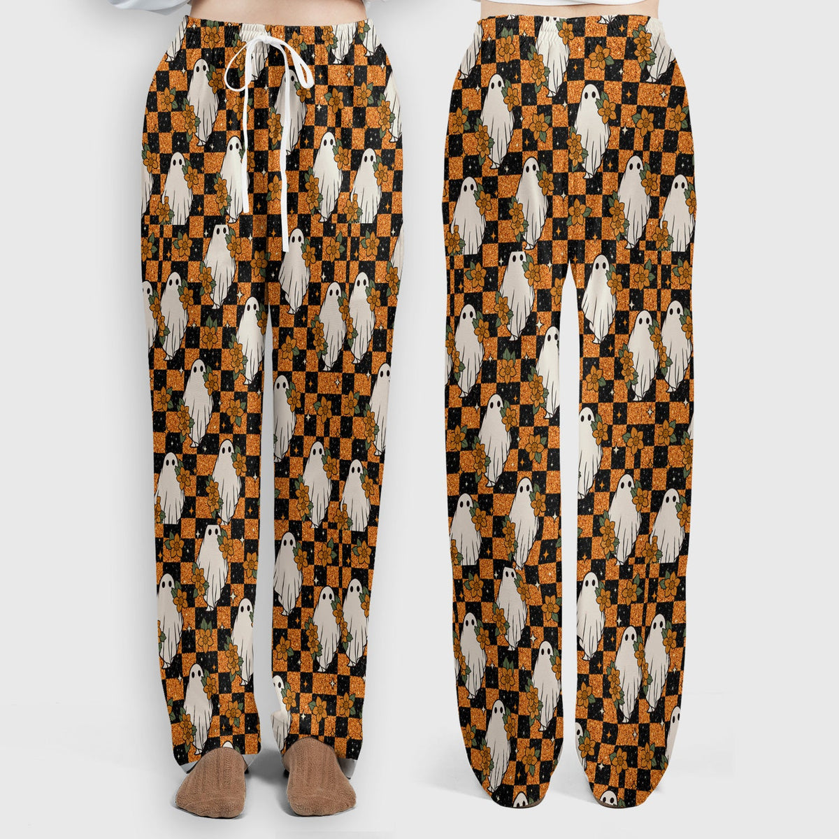 Spooky Ghost Checkerboard Nurse Scrub Set