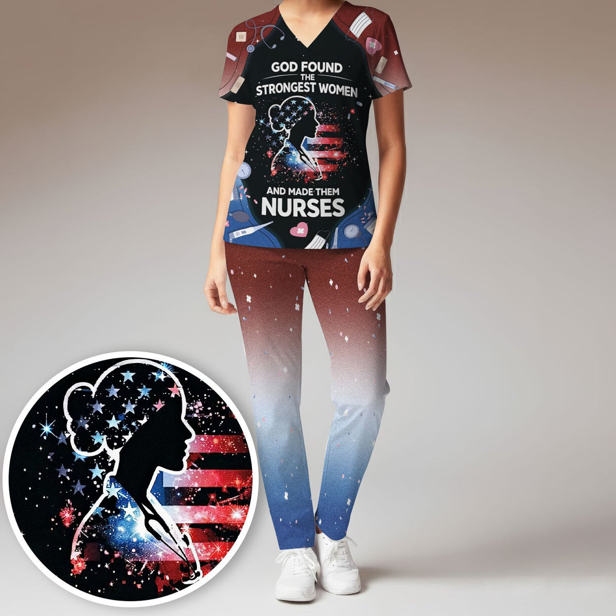 God Found The Strongest Women Nurse Scrub Set