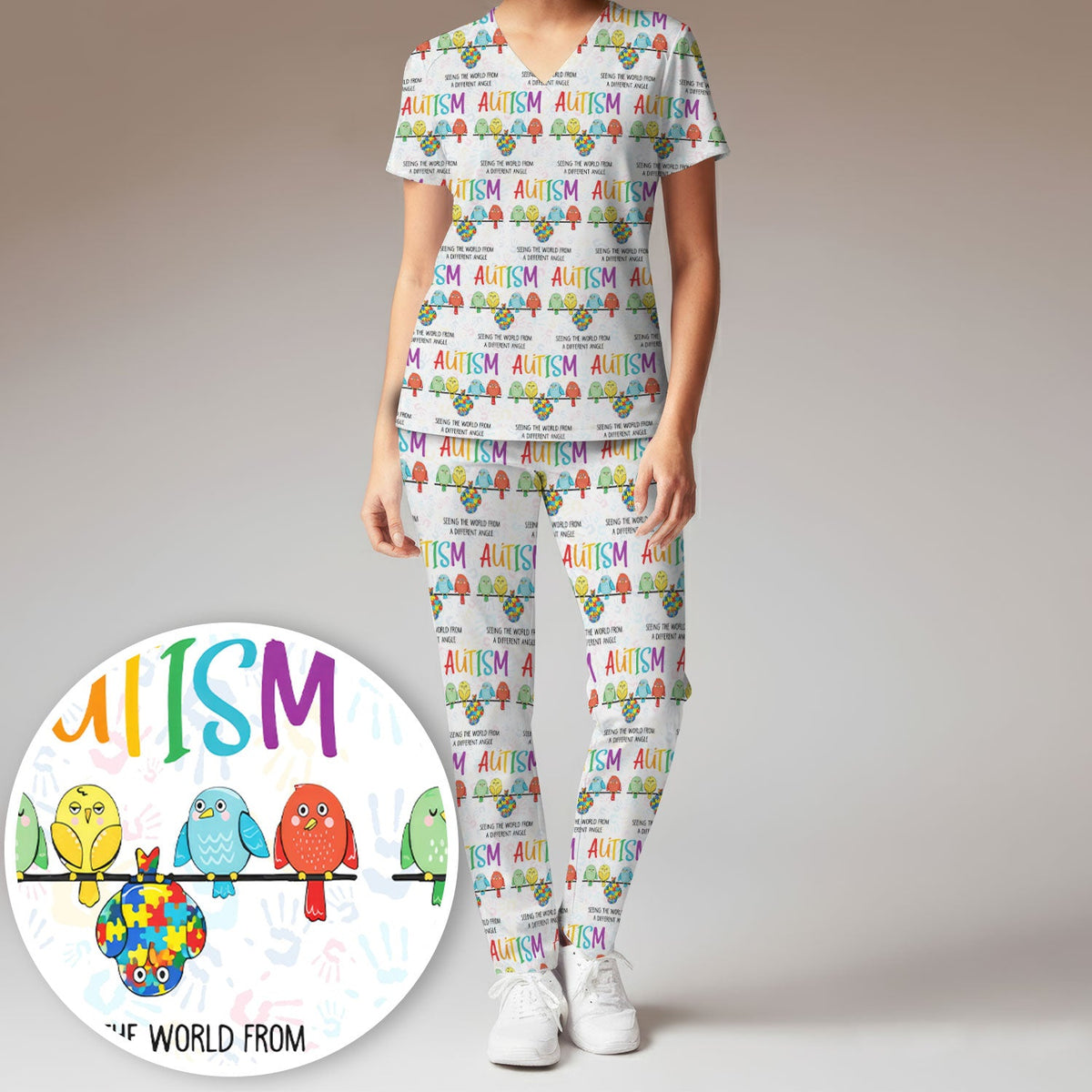 Autism Seeing The World From A Different Angle Nurse Scrub Set