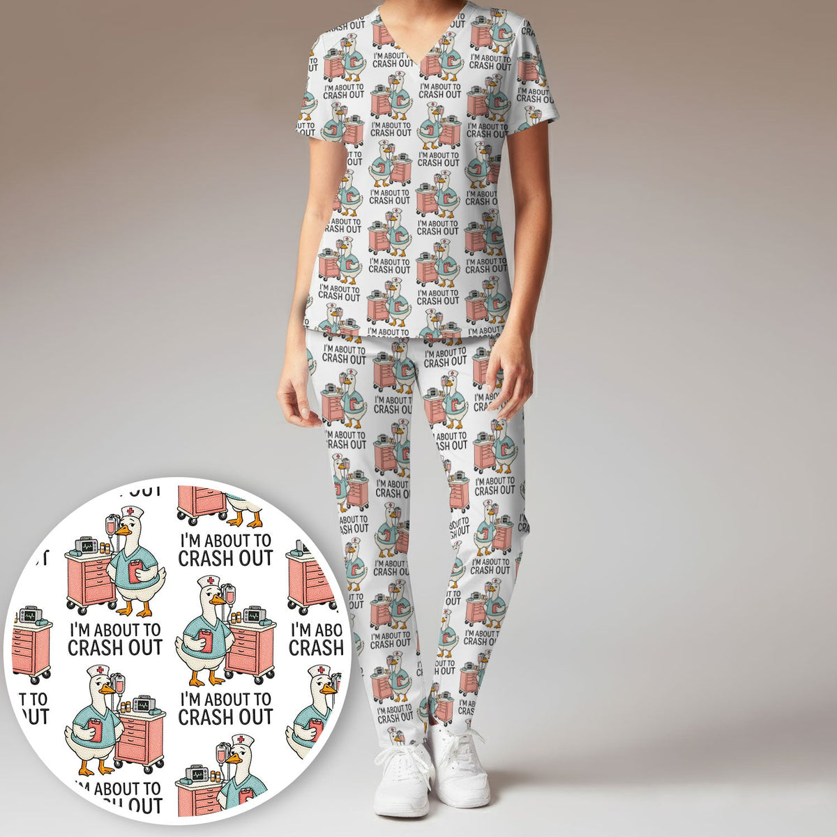 Goose Crash Out Nurse Scrub Set