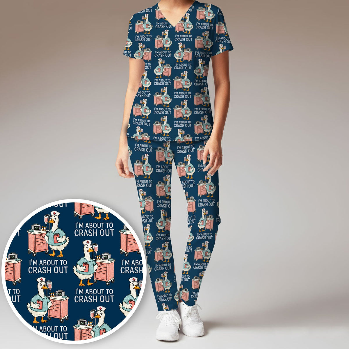 Goose Crash Out Nurse Scrub Set