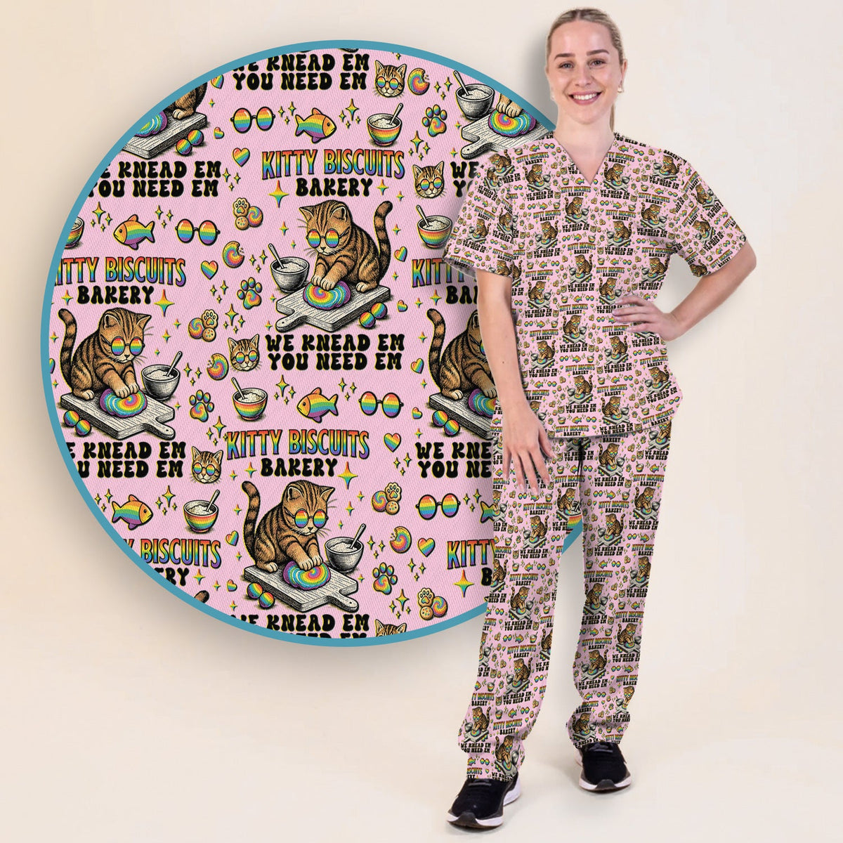 Pride Nurse Cat Baking Scrub Set