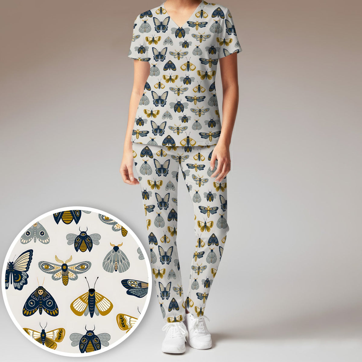 Butterfly Moth Insect Nurse Scrub Set