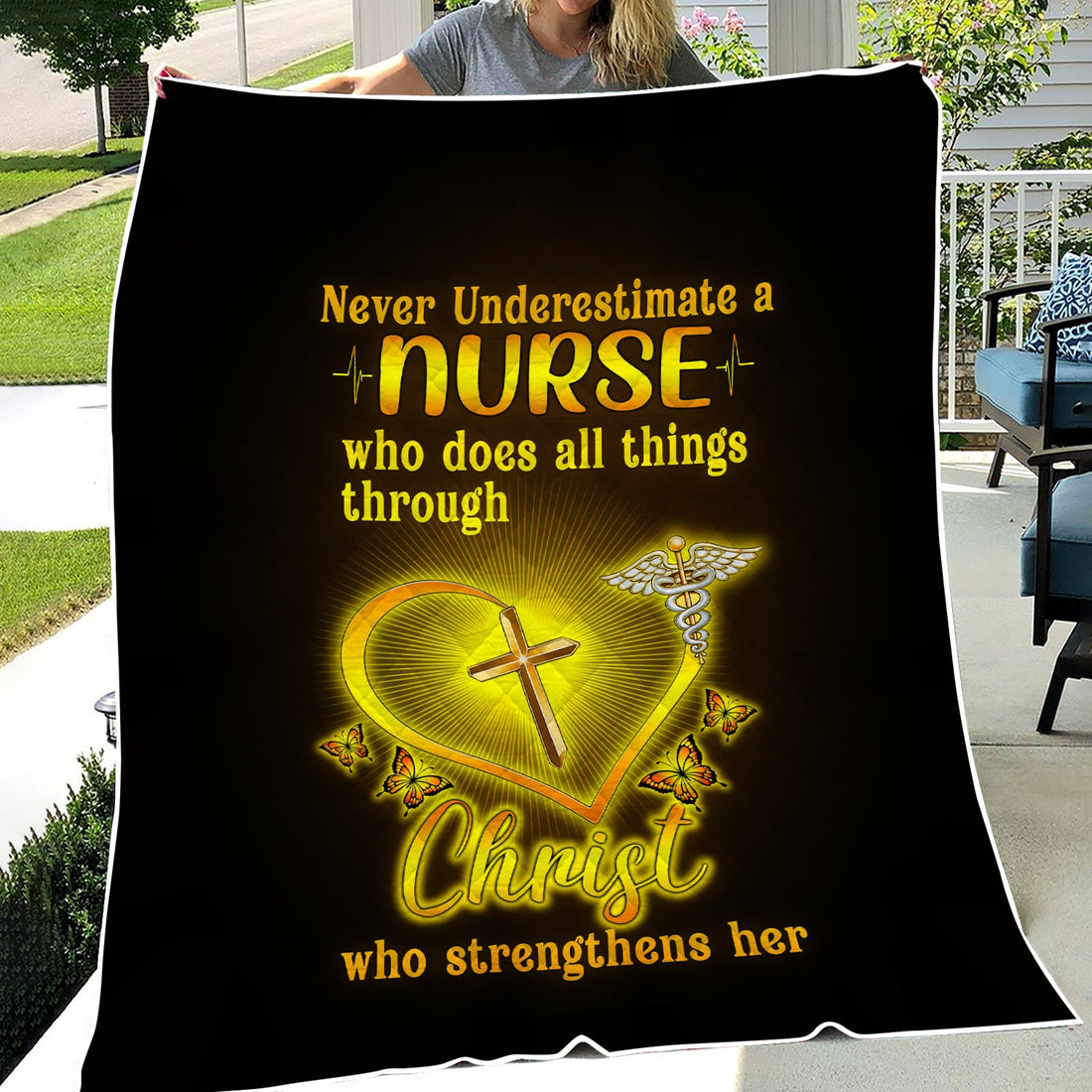 Personalized Faith Bible Verse Nurse Blanket