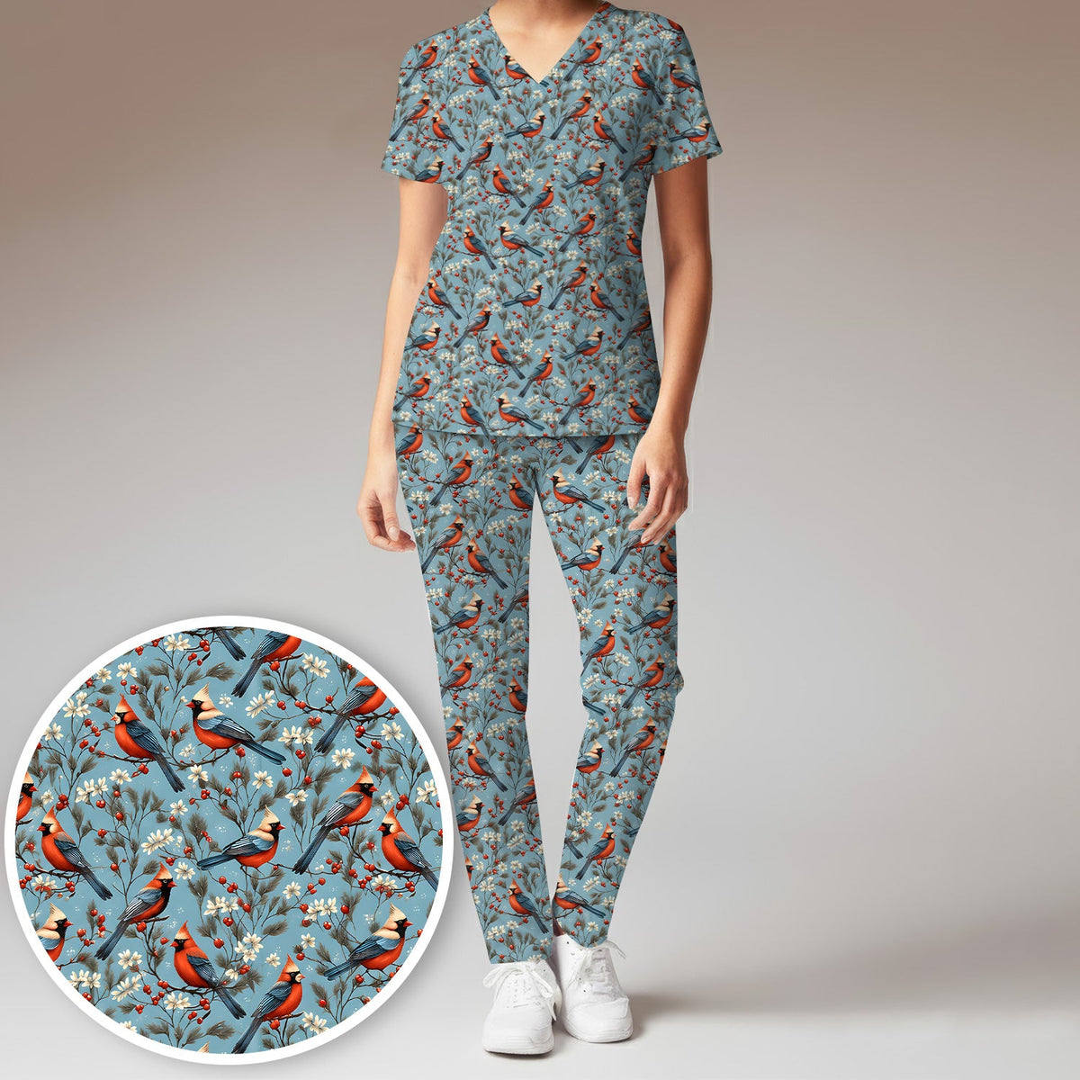 Cardinal Berry Blossom Nurse Scrub Set