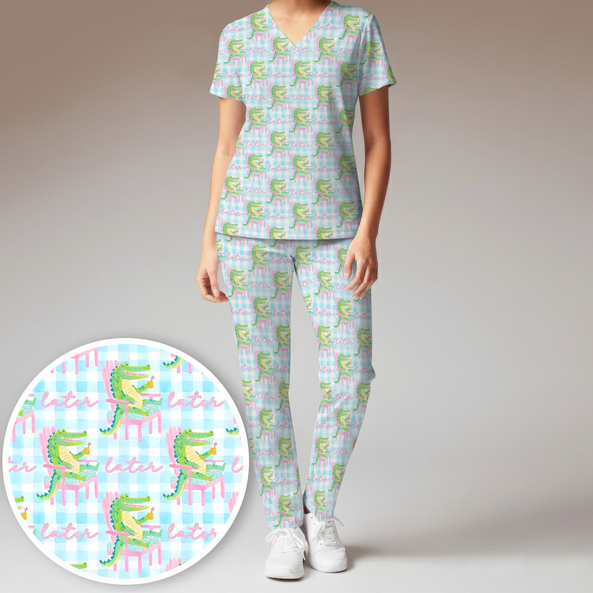 Lazy Crocodile Later Nurse Scrub Set