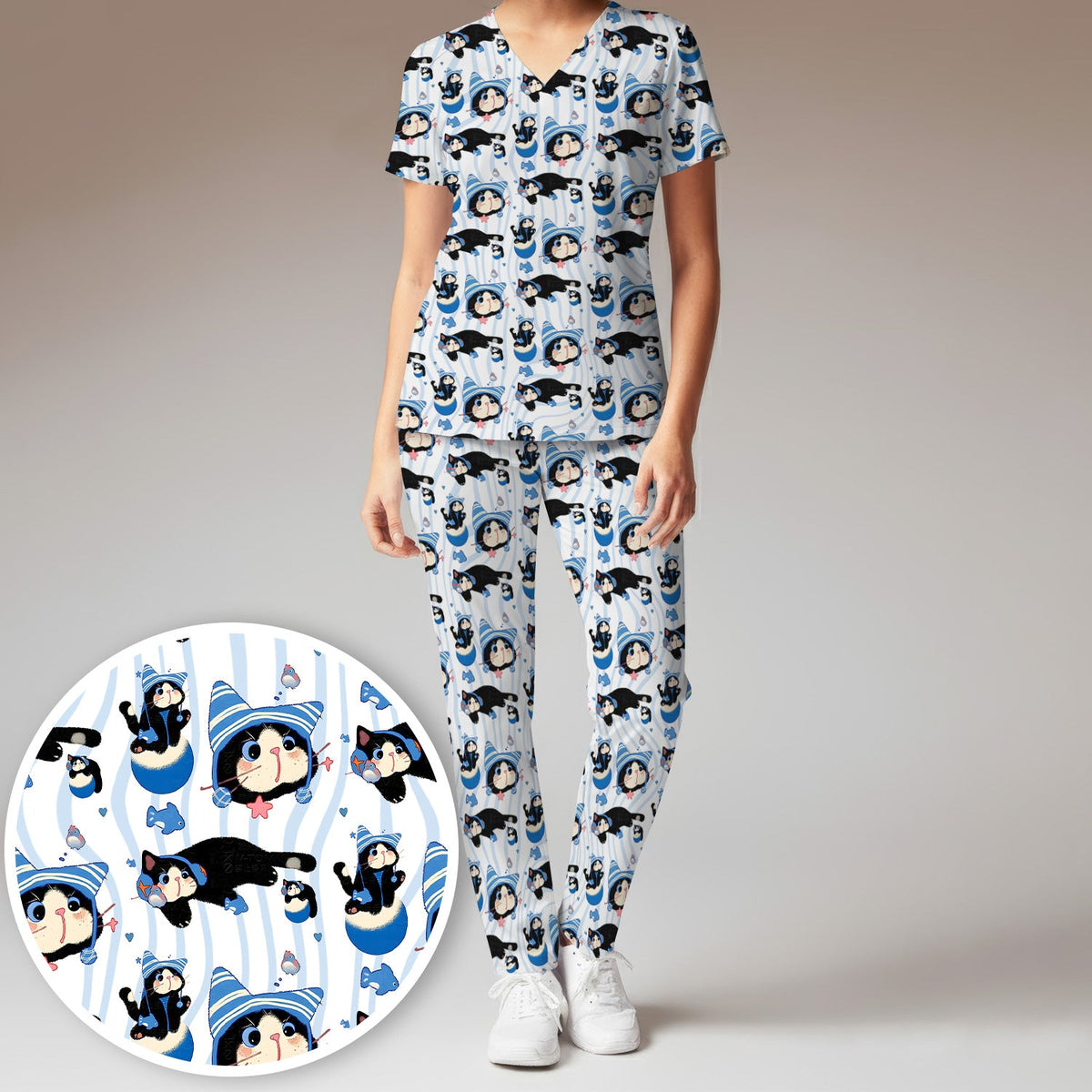 Kitten Fish Nurse Scrub Set