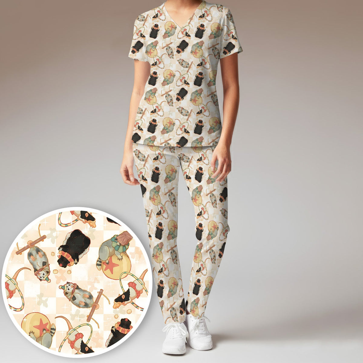 Circus Mouse Acrobat Nurse Scrub Set