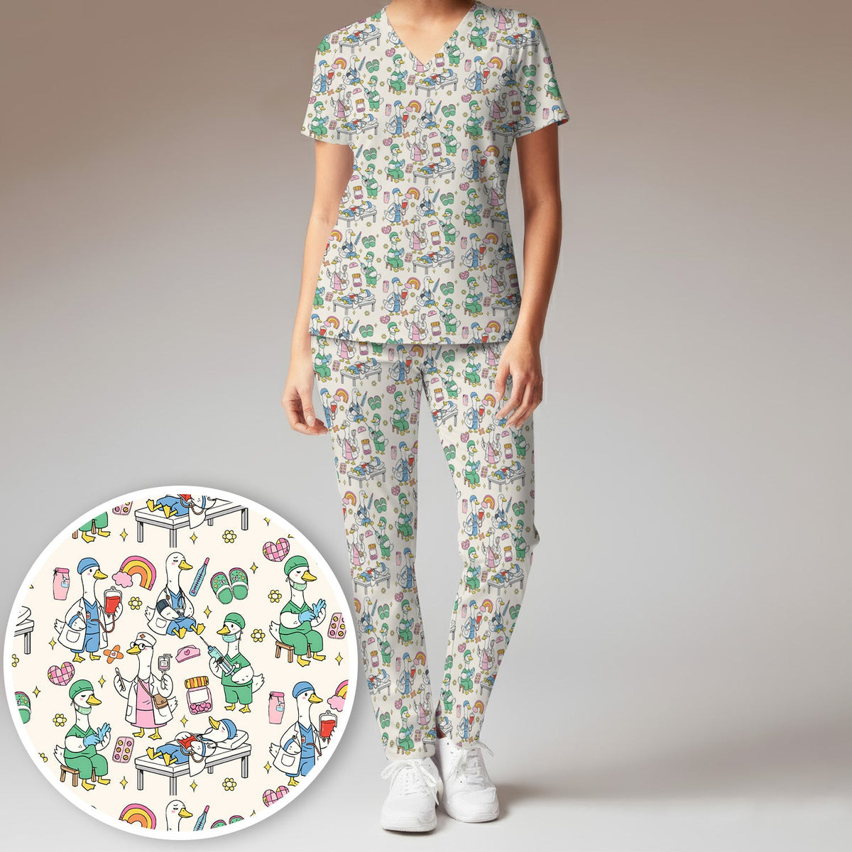 Duck Medical Doodle Nurse Scrub Set