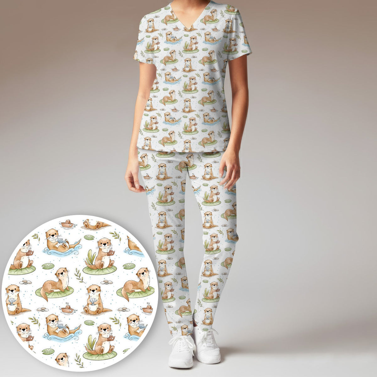 Otter Lily Pad Nurse Scrub Set