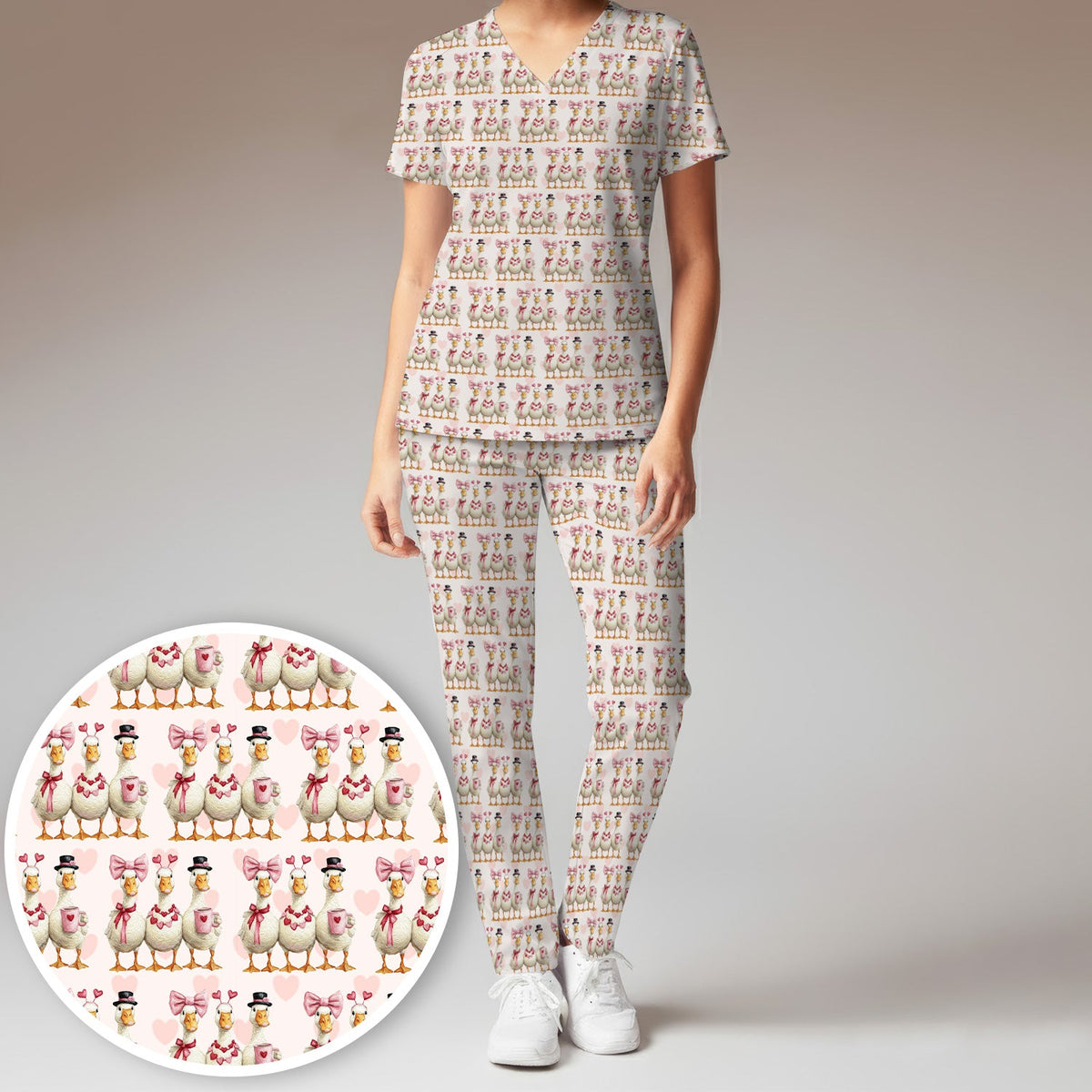 Goose Heart Nurse Scrub Set - Valentines Day Gift