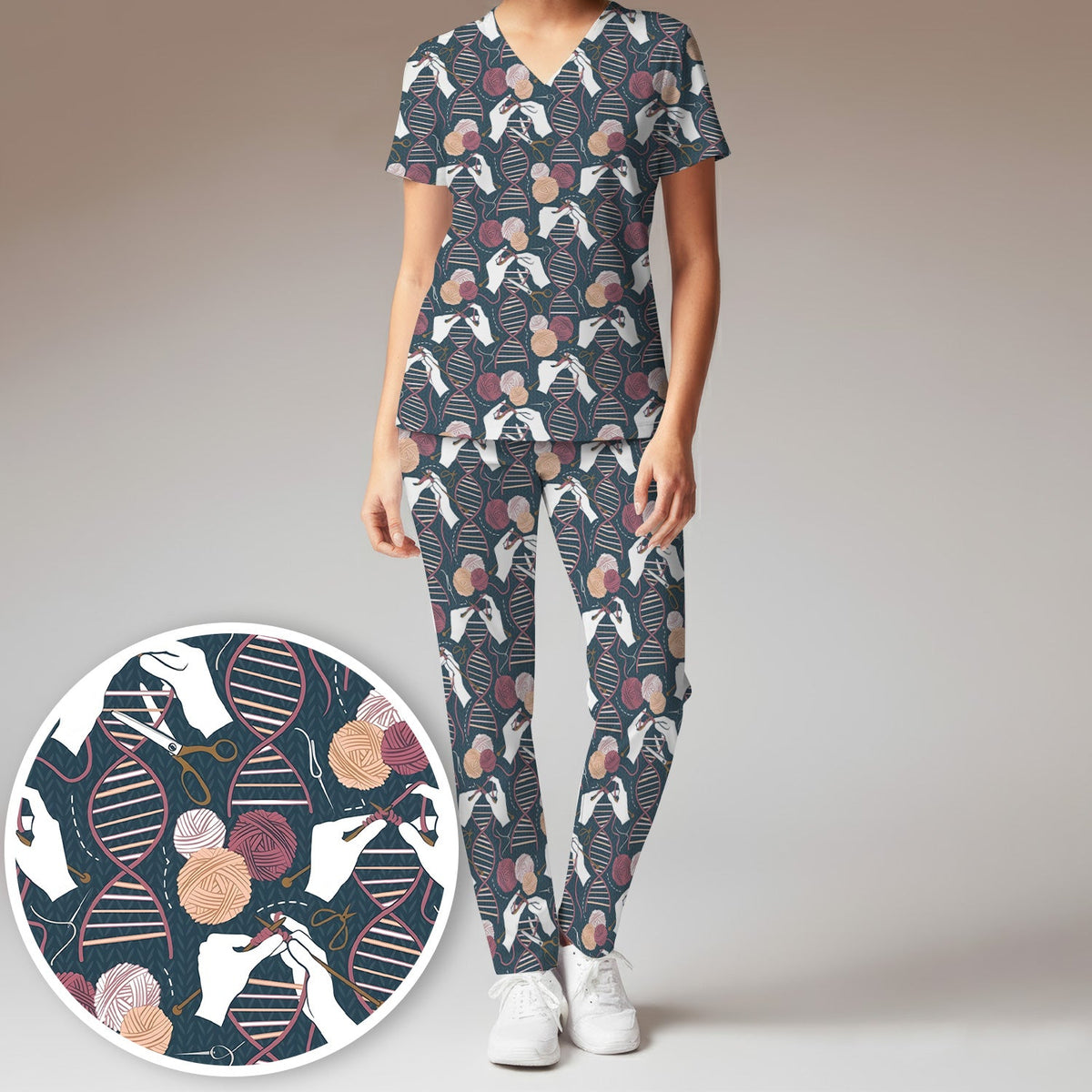 DNA Helix Yarn Nurse Scrub Set