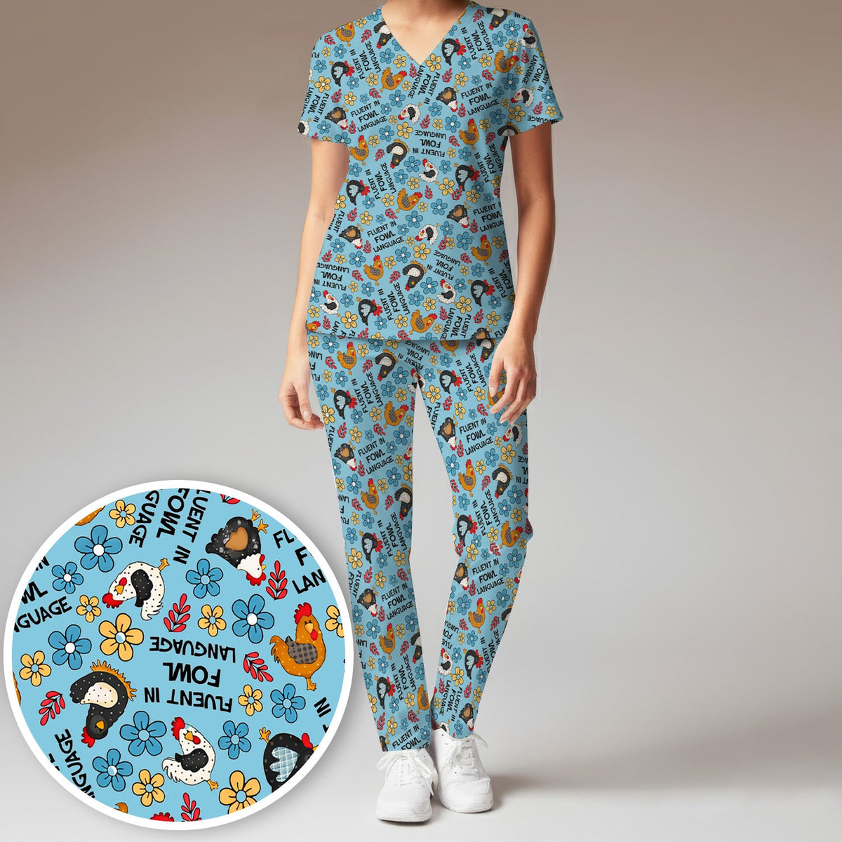 Fluent In Fowl Language Nurse Scrub Set