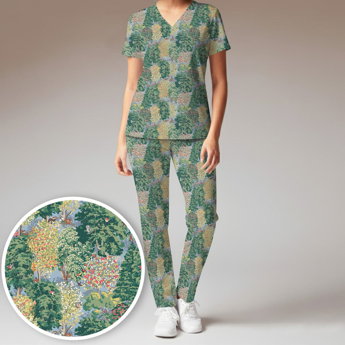 Forest Landscape Nurse Scrub Set