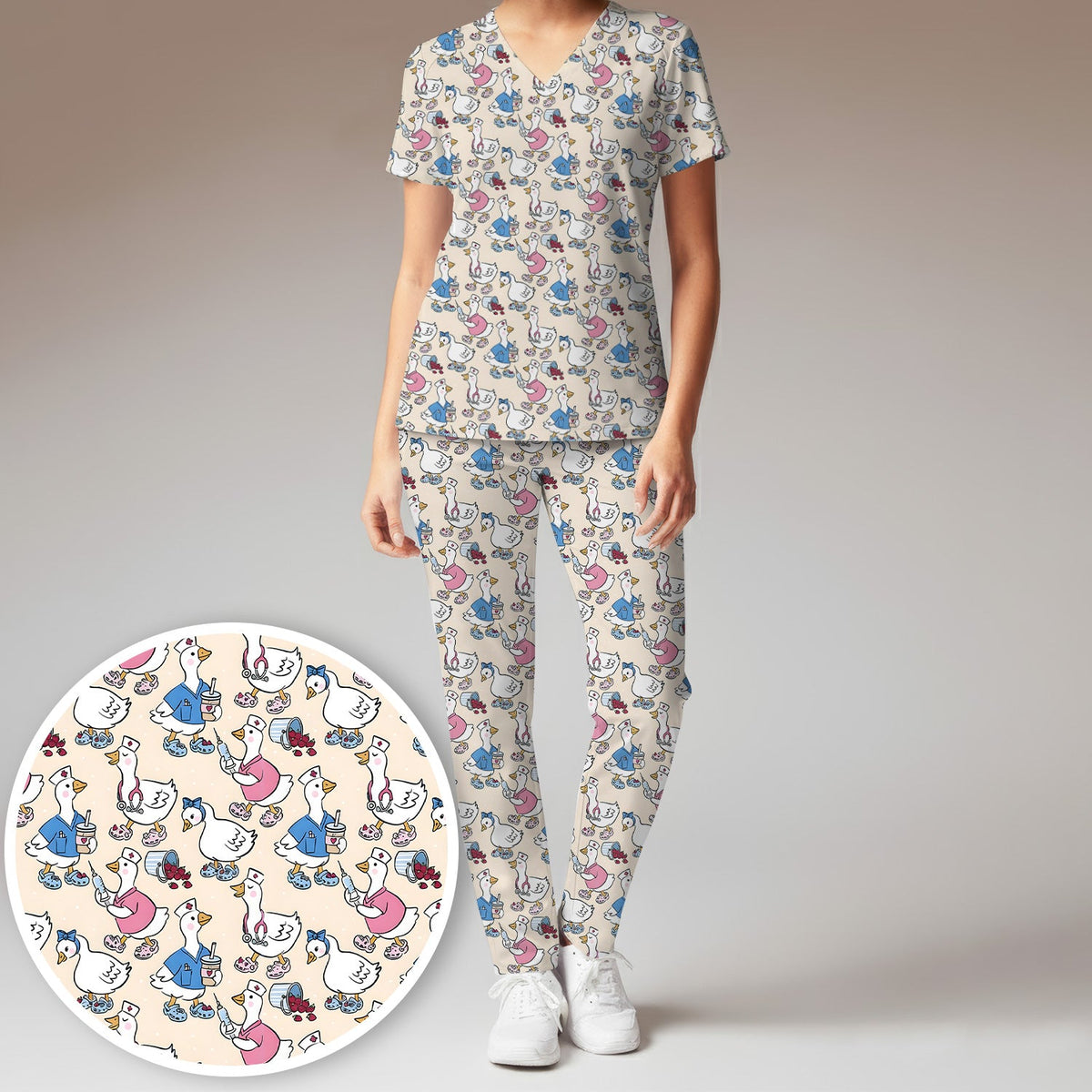 Goose Cartoon Nurse Scrub Set