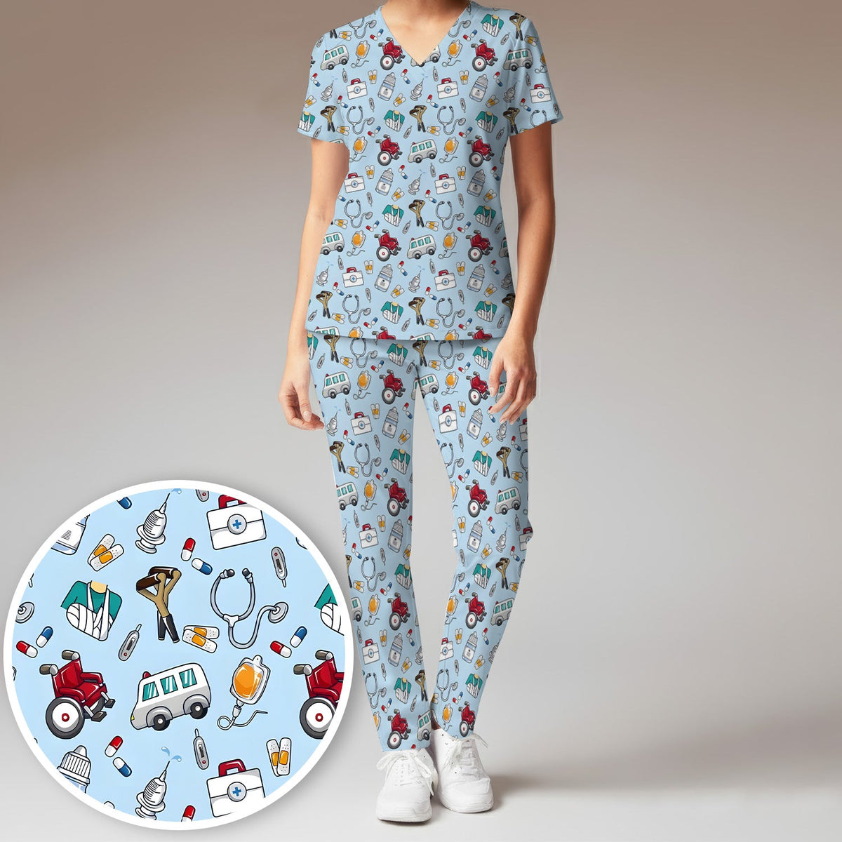 Medical Tools Emergency Transport Nurse Scrub Set