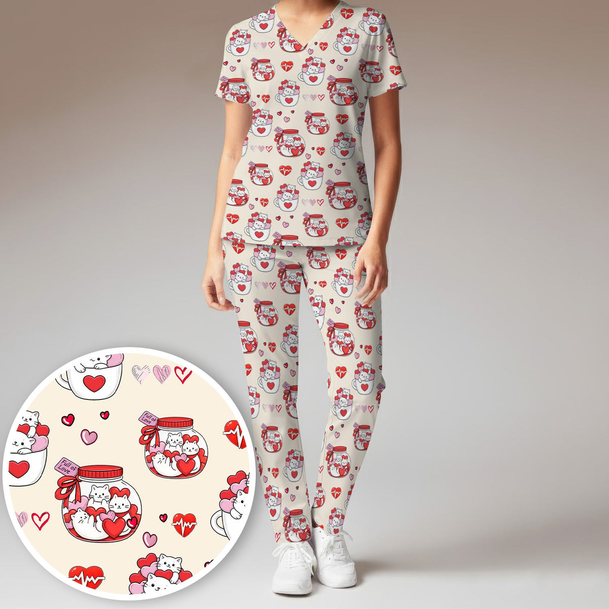 Cat Nurse Scrub Set - Valentines Day Gift