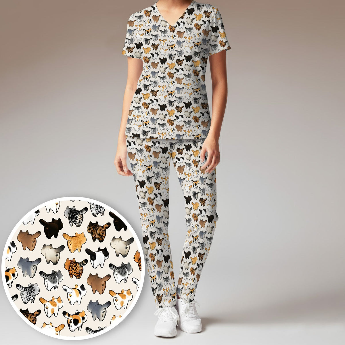Cat Butt Nurse Scrub Set