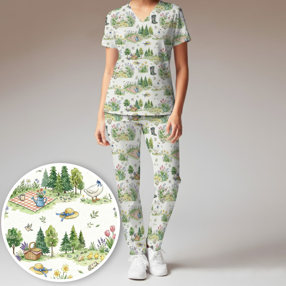 Duck Garden Nurse Scrub Set