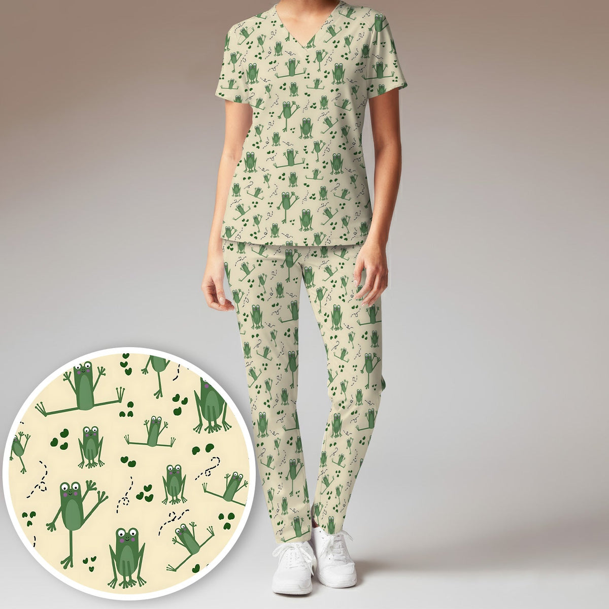 Frog And Bee Garden Scrub Cap