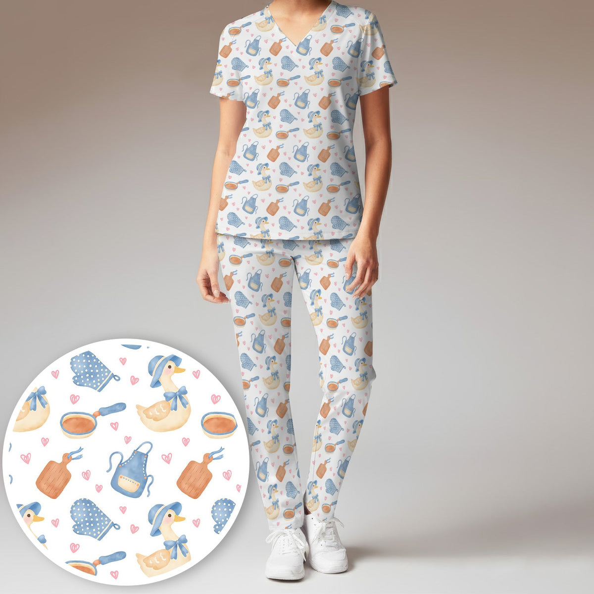 Duck Apron Kitchen Utensil Nurse Scrub Set