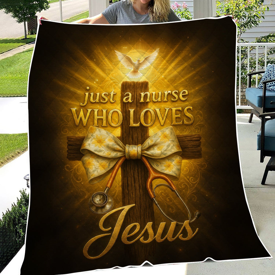 Personalized Loves Jesus Nurse Blanket